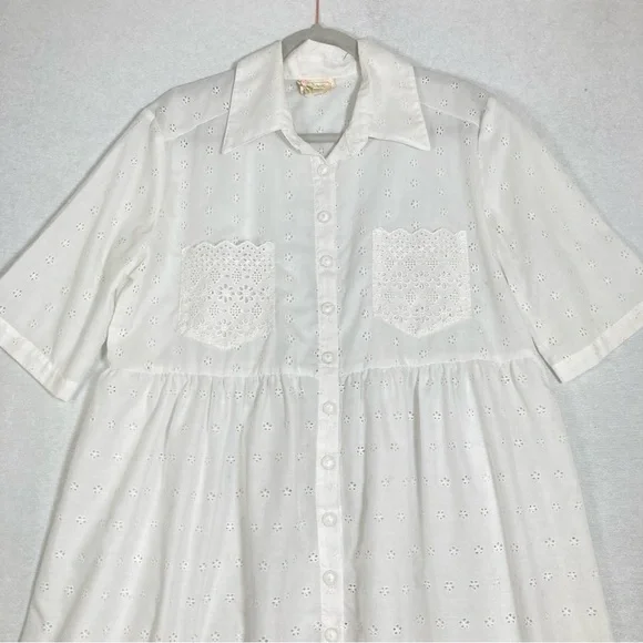 Vintage Bonnie Srauss  Maxi Dress Women's  Embroidered Size 10 White - Picture 2 of 16